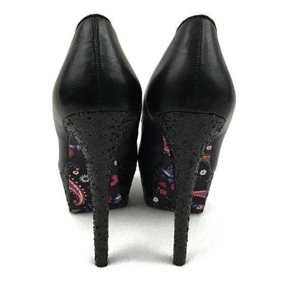 Betseyville Sequin Glitter Platform Heels Black 7 - Picture 4 of 7